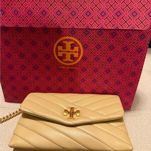 Tory Burch Beige Quilted Clutch